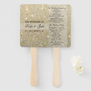 Wedding Program Fan - Gold Glitter Fab