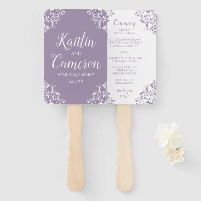 Wedding Program Fan | Nadine (Lavender) 4x6 (Front and Back)