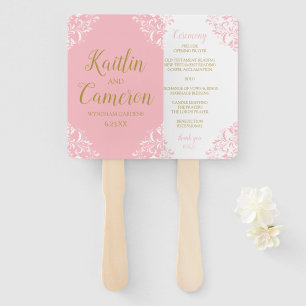 Wedding Program Fan   Nadine (Pink & Gold) 4x6