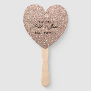 Wedding Program Fan - Rose Gold Glitter Fab