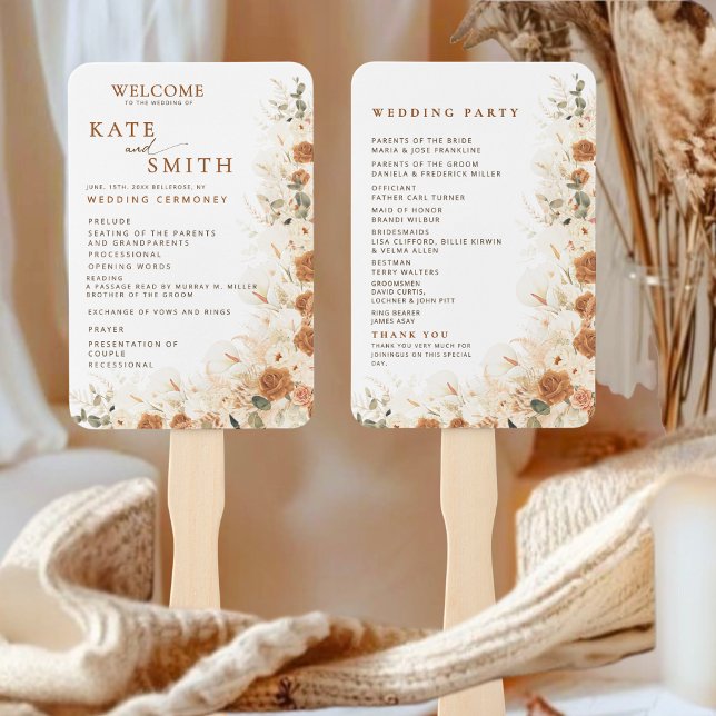 Wedding Program Fan | Rustic Floral Ceremony Hand  (Creator Uploaded)