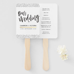 WEDDING PROGRAM FAN stylish chic confetti