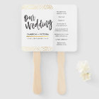 WEDDING PROGRAM FAN stylish chic gold confetti