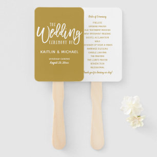 Wedding Program Fans   Brush Script (Gold)