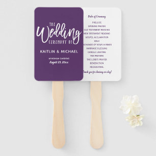 Wedding Program Fans   Brush Script (Plum -Purple)