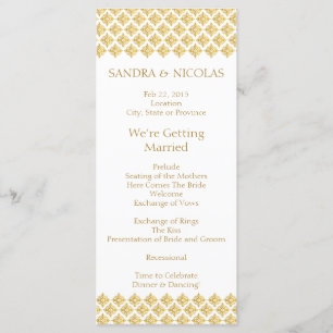 Wedding Program faux Gold Arabesques
