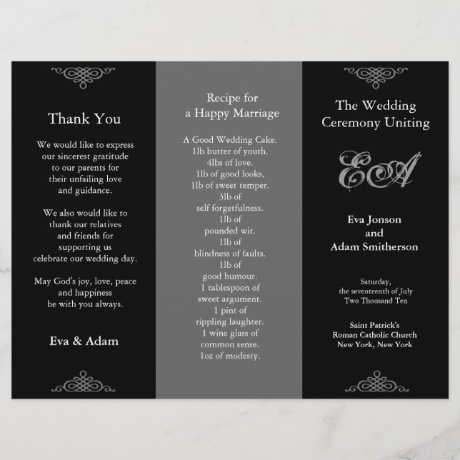 Wedding Program Folder Classic Dark Grey (Front)