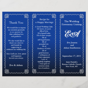 Wedding Program Folder Royal Blue