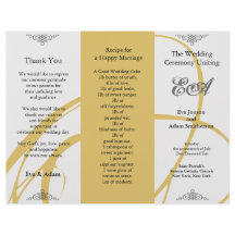 Wedding Program Folder Twirl Amber Grey