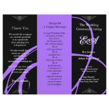 Wedding Program Folder Twirl Purple Black