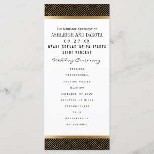 Wedding Program   Formal Golden Geometric on Black