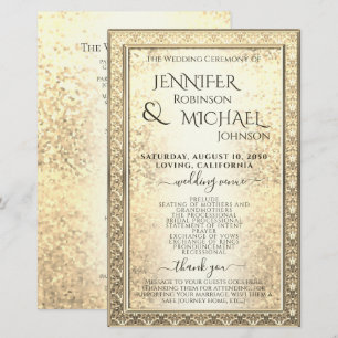 Wedding Program Glam Gold Glitter Look