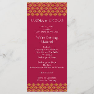 Wedding Program Gold and Red