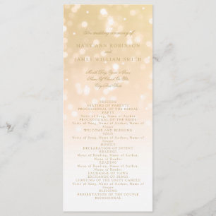 Wedding Program Gold Bokeh Sparkle Lights