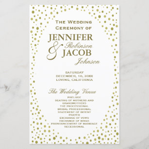 Wedding Program Gold Confetti
