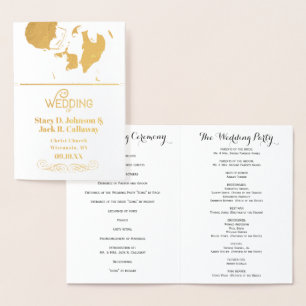 WEDDING PROGRAM Gold Confetti Typography Foil Card