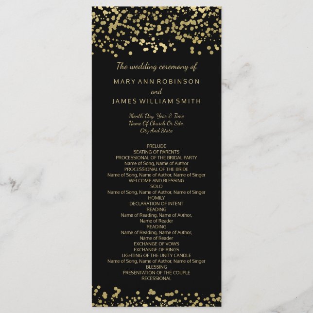 Wedding Program Gold Foil Confetti (Front)