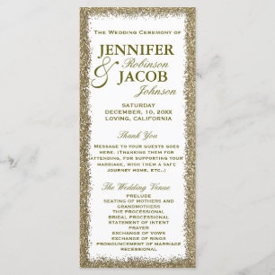 Wedding Program Gold Glitter Border