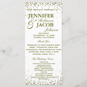 Wedding Program Gold Glitter Confetti