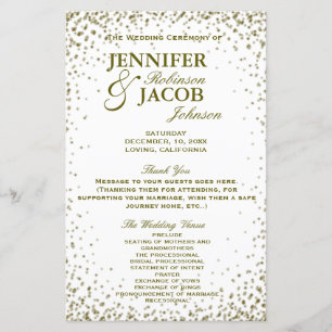 Wedding Program Gold Glitter Confetti