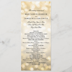 Wedding Program Gold Glitter Lights