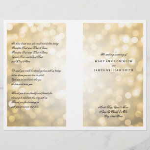 Wedding Program Gold Glitter Lights