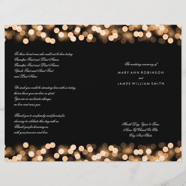 Wedding Program Gold Hollywood Glam (Front)