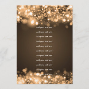 Wedding Program Insert Sparkling Lights Gold