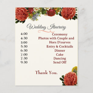 Wedding Program, Itinerary, BOHO Floral Retro