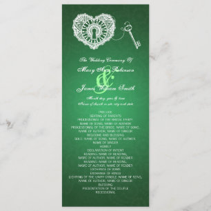 Wedding Program Key To My Heart Green