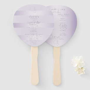 Wedding Program   Lilac Shimmer Stripes Monogram Hand Fan