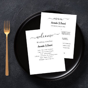 Wedding Program Menu white black