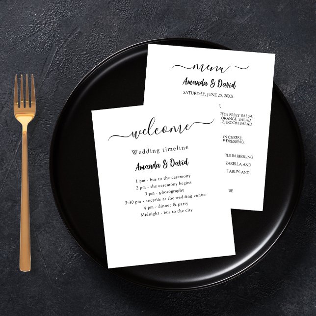 Wedding Program Menu white black budget (Creator Uploaded)