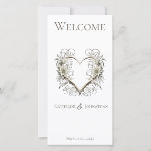 Wedding Program-Modern Flowers with a Heart