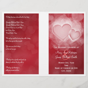 Wedding Program Modern Hearts Red