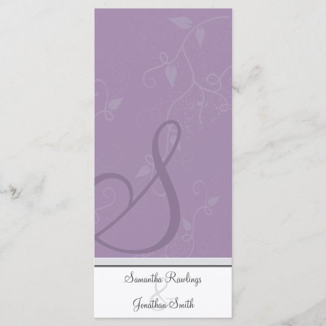 Wedding Program - Monogram Lavender Purple Floral (Front)