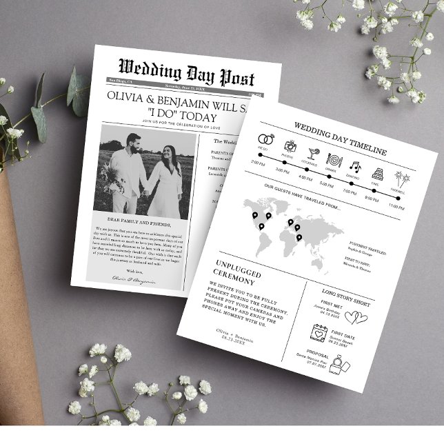 Wedding Program Newspaper Timeline Flyer (Creator Uploaded)