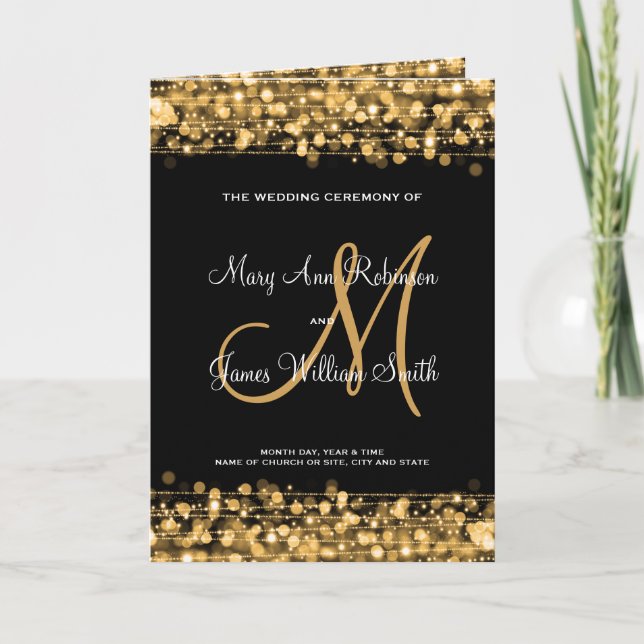 Wedding Program Party Sparkles Gold (Front)