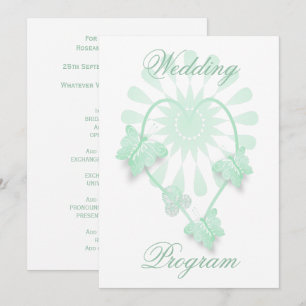 Wedding Program Peppermint Butterflies Heart