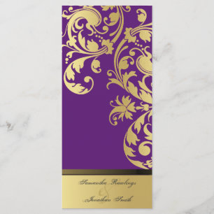 Wedding Program - Purple & Gold Shimmer Floral