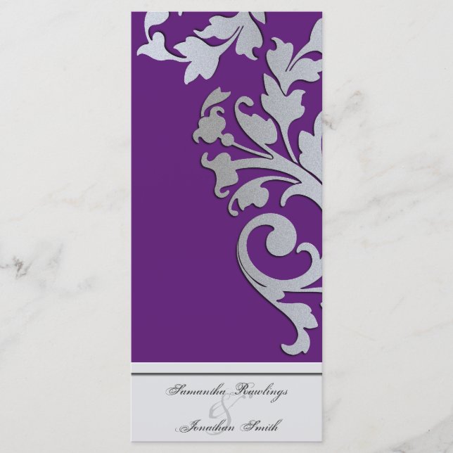 Wedding Program - Purple Silver Sparkle Swirl (Front)