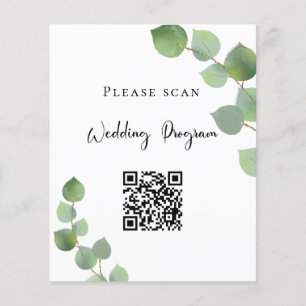 Wedding program QR code eucalyptus greenery