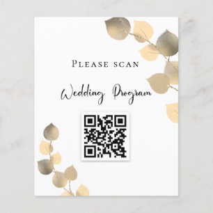 Wedding program QR code golden eucalyptus