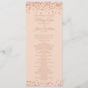 Wedding Program Rose Gold Glitter Confetti Blush