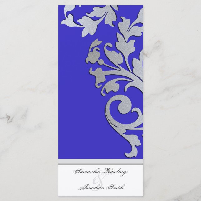 Wedding Program - Royal Blue Silver Sparkle Swirl (Front)