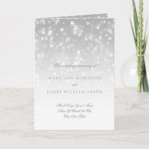 Wedding Program Silver Bokeh Sparkle Lights
