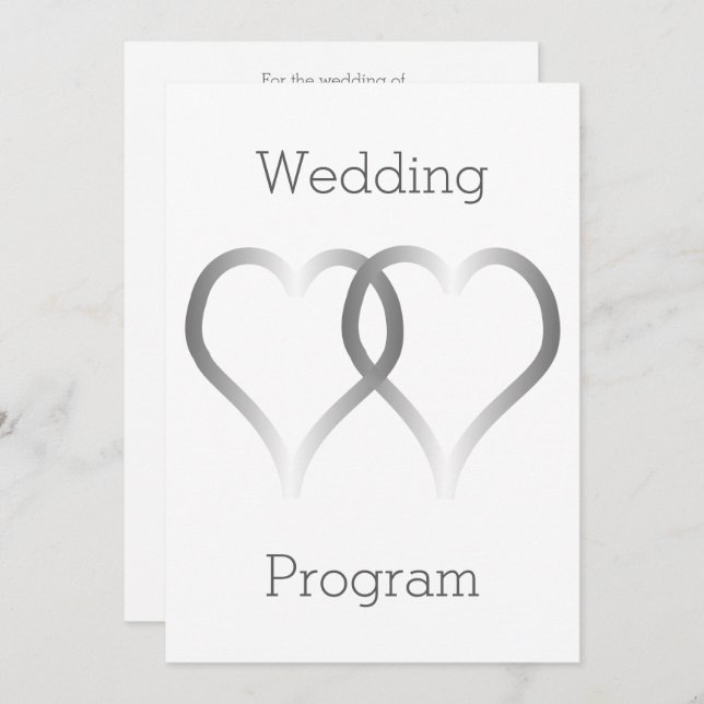 Wedding Program Silver Hearts (Front/Back)