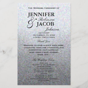 Wedding Program Soft Silver Glitter Look