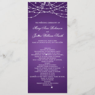 Wedding Program Sparkling String Purple