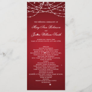 Wedding Program Sparkling String Red